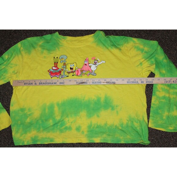Spongebob Squarepants Long Sleeve Tee Shirt t-shirt Tye-Dye Youth XXL Yellow - Picture 4 of 5